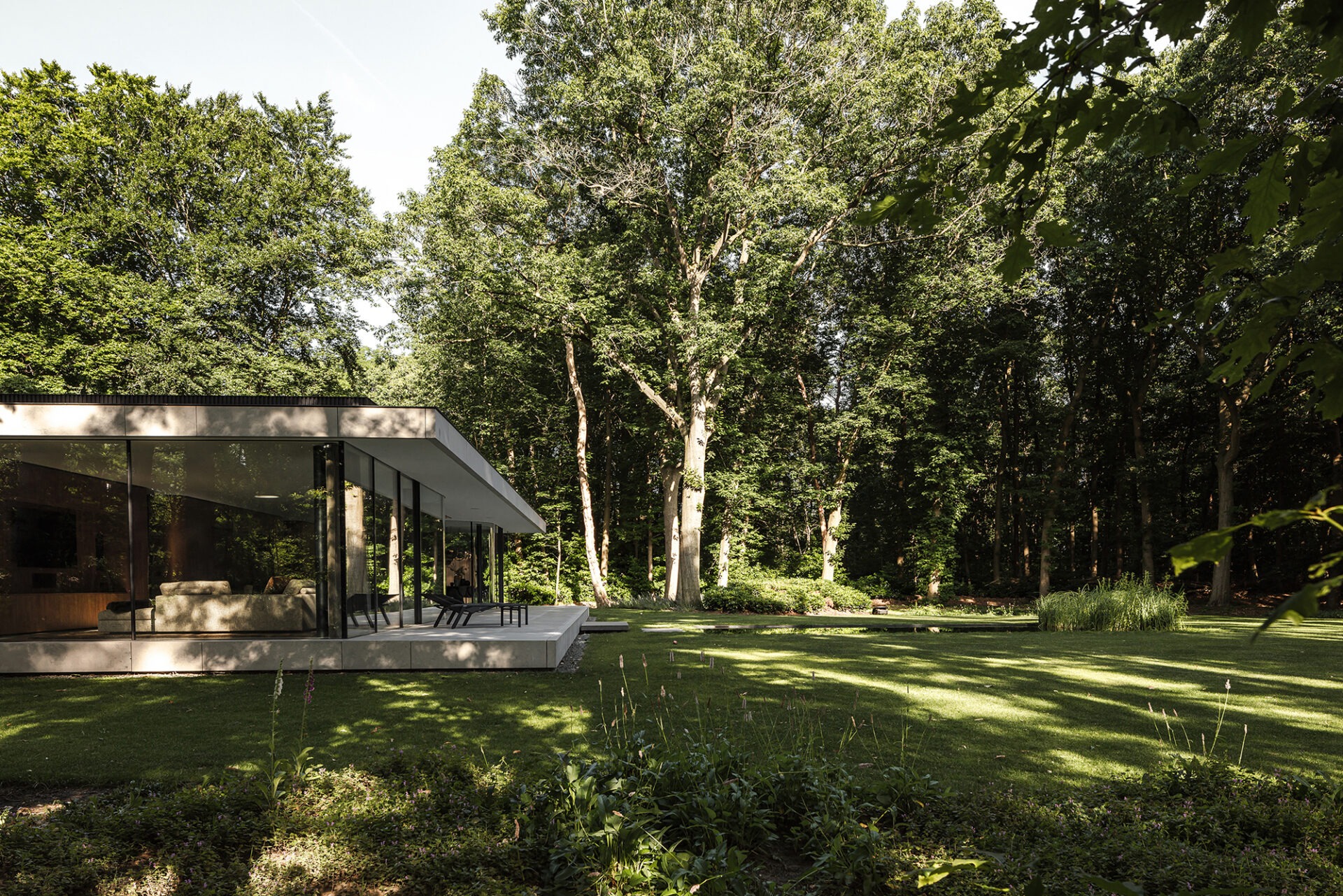 groen tuinzicht van achterzijde