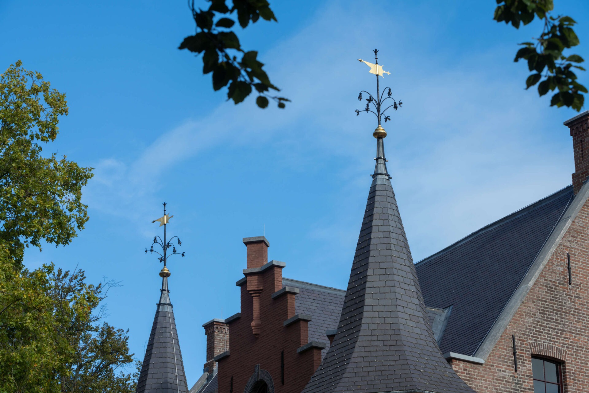 Detailfoto van de torens van Kasteel d’Oultremont